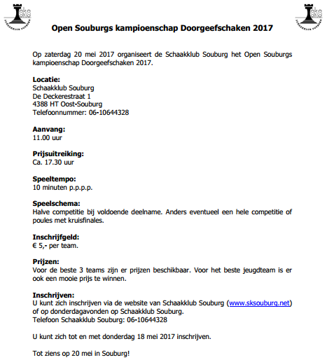 Doorgeefschaaktoernooi 2017